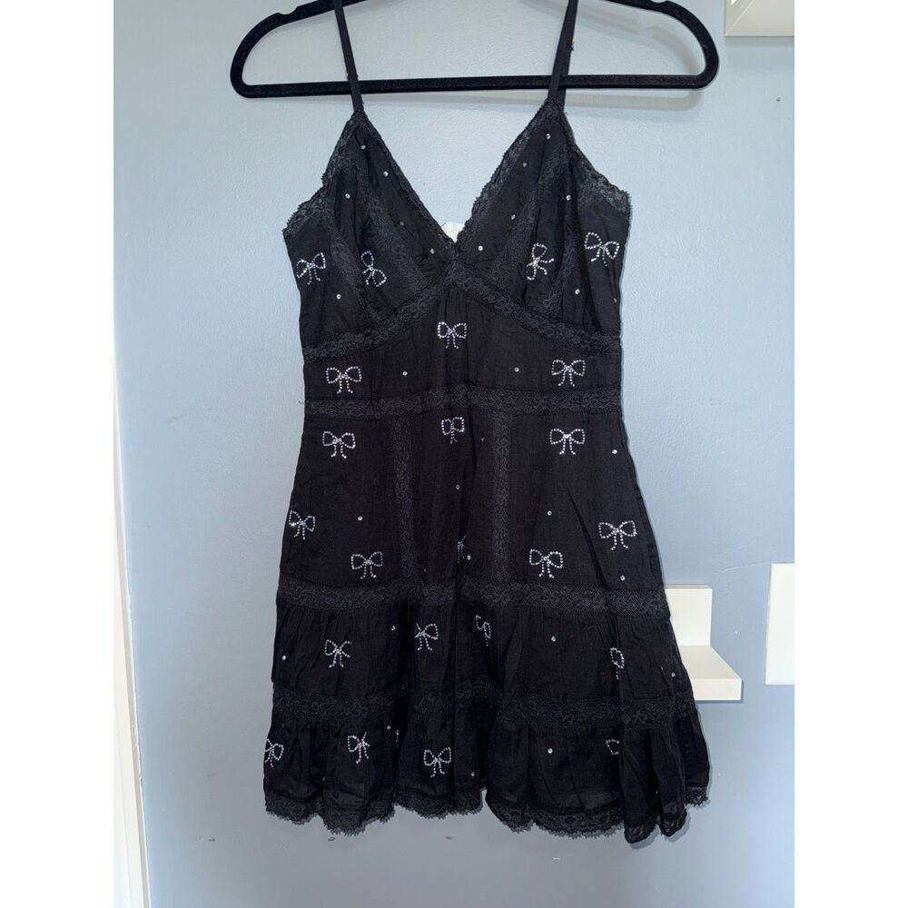 LoveShackFancy Solbina Crystal Bow Cotton Mini Dress | Size XXS | Quiet Luxury